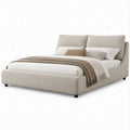 Gepolstertes Doppelbett in Beige/Schwarz, Liegefläche 180 x 200 cm